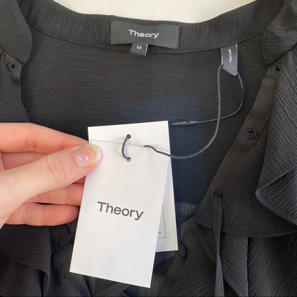 Theory Rianala Black 100% Silk Lace Chiffon Top - Picture 11 of 15